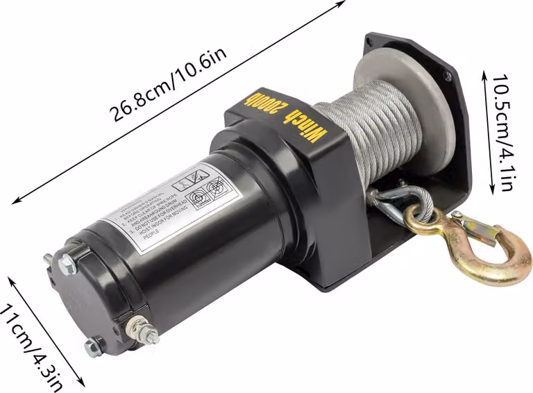 Verricello elettrico 12V - 0,4 kW - Capacità di traino: 1984 lbs - Impermeabile IP67 - Ideale per fuoristrada e ATV