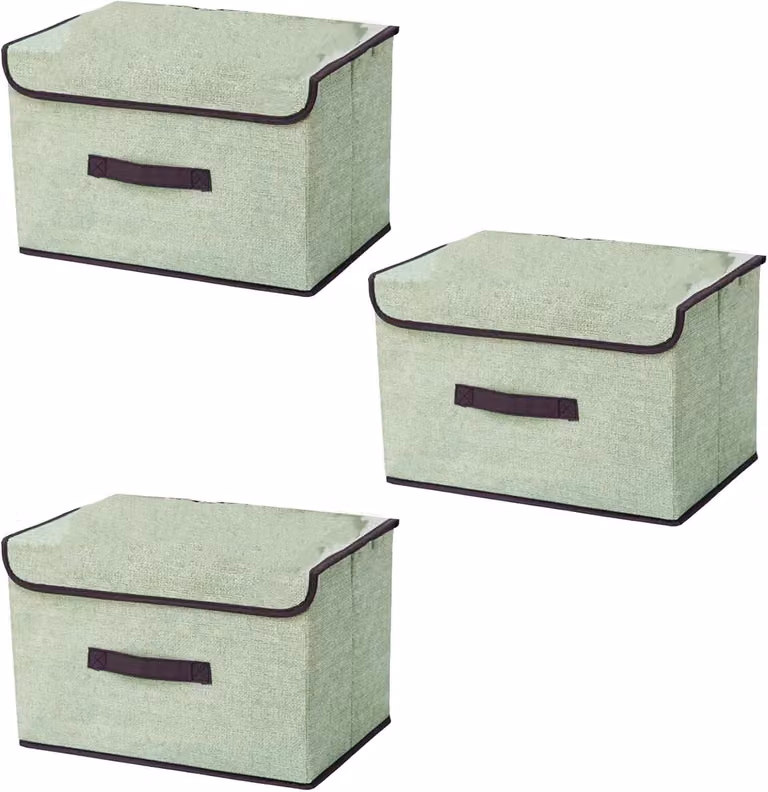 Scatole pieghevoli in tessuto, confezione da 3, dimensioni 36x23x24 cm, ideali per abbigliamento e giocattoli