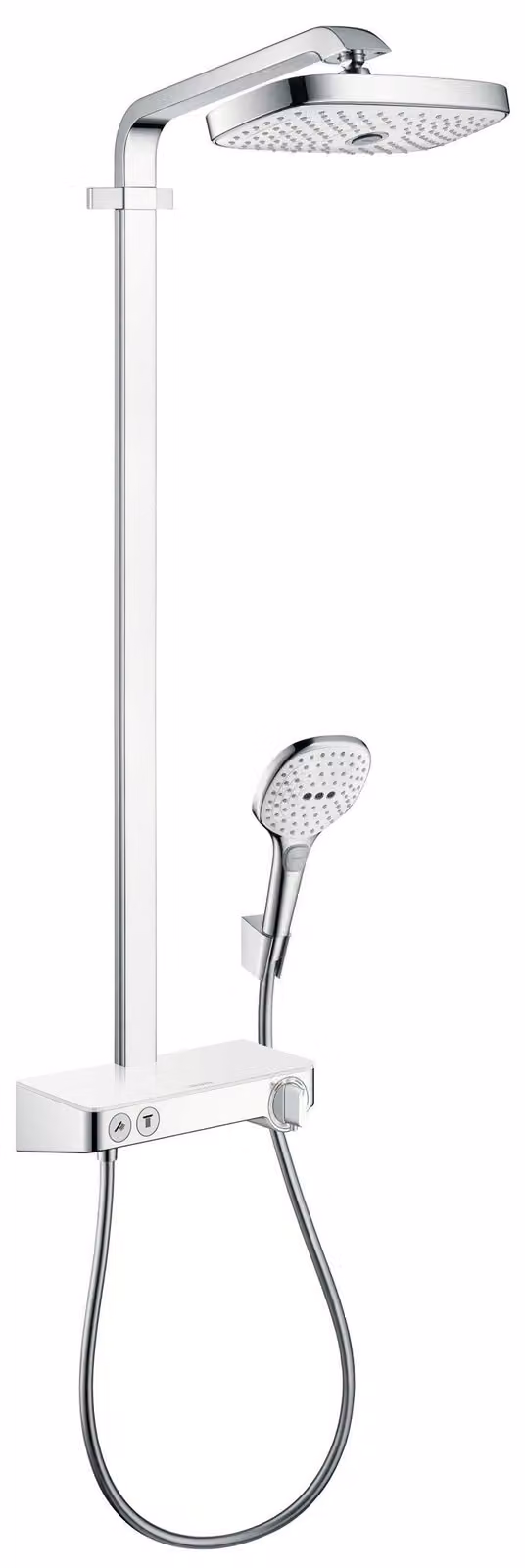 Sistema doccia con soffione da 300 mm, 2 getti, bianco/cromato