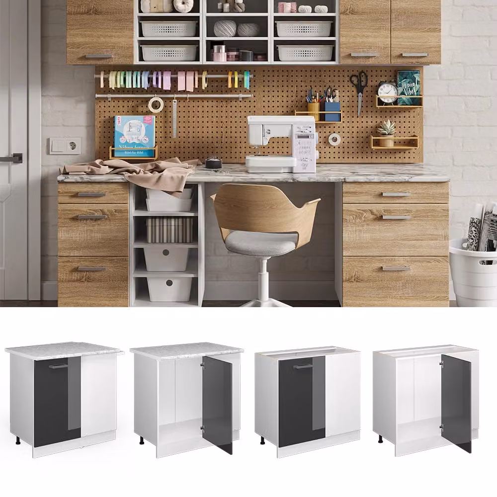 Armadio ad angolo Vicco R-Line Antracite lucido con anta, L: 86 cm, P: 46 cm, H: 81,6 cm – 2