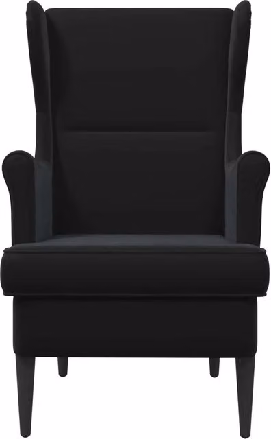 Poltrona Relax Moderna in Velluto Nero con Braccioli e Struttura in Legno e Metallo