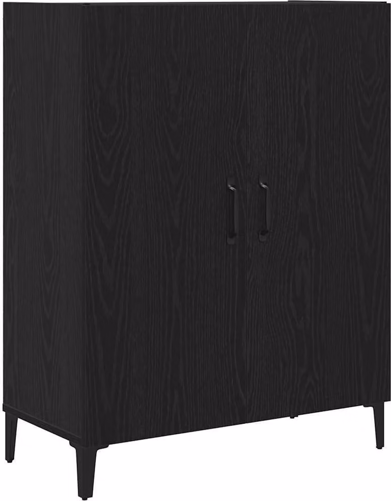 Credenza Rovere Nero 69,5x34x90 cm in Legno Multistrato