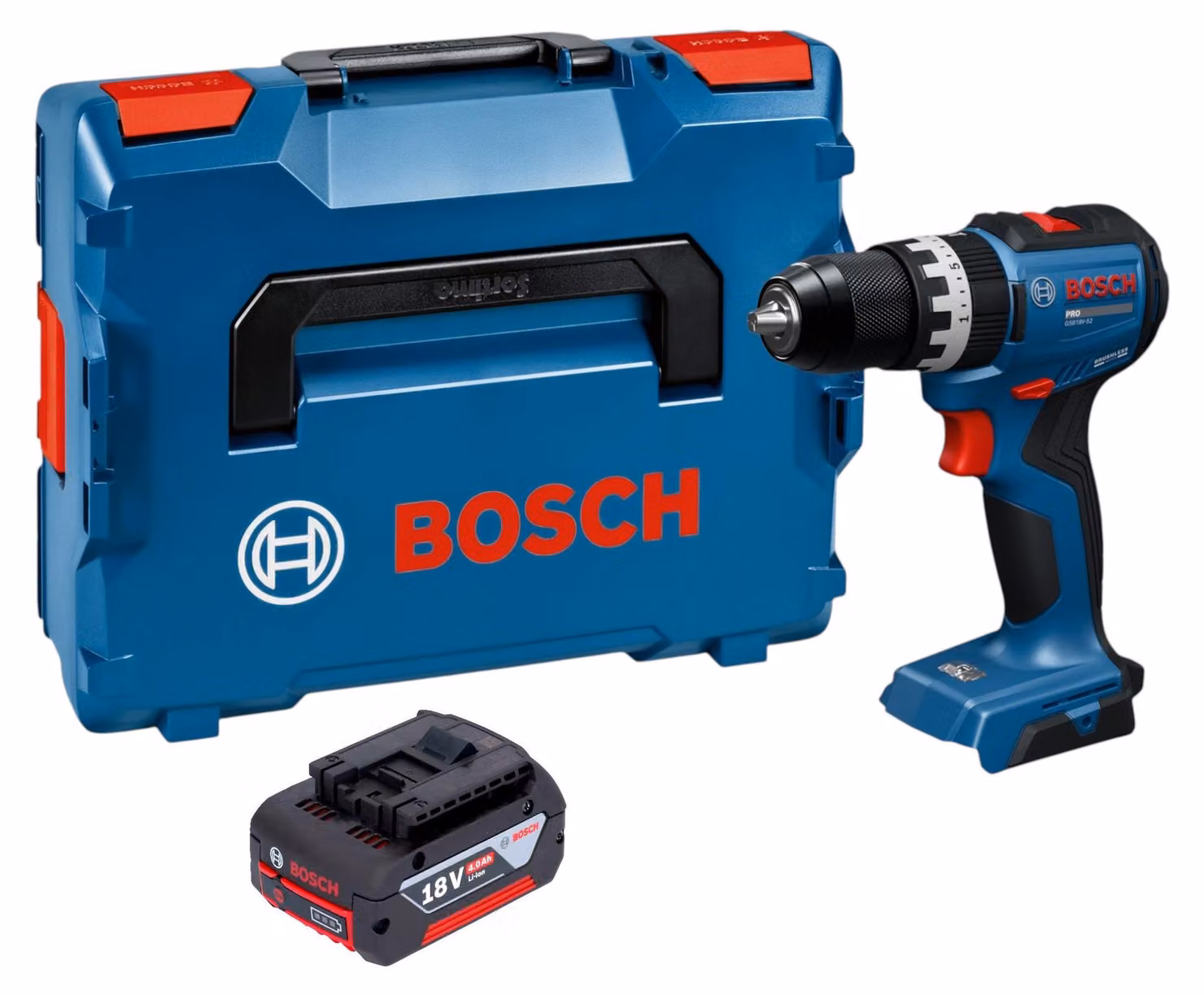 Avvitatore a percussione a batteria Bosch GSB 18V-52 Professional 18 V 70 Nm Brushless + 1x batteria 4,0 Ah + L-Boxx - senza caricabatterie