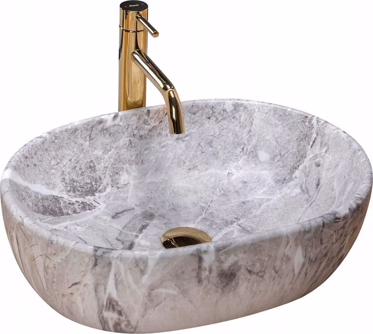Lavandino bagno Piano di lavoro Lavandino ovale in pietra 48,5x35 ceramica