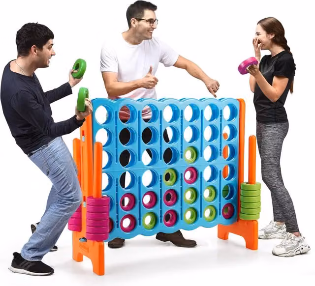 Costway Forza 4 Gigante, Gioco da Tavolo per Bambini e Adulti con 42 Pedine, Blu e Arancione, L/P/H: 120 x 42 x 104 cm – 1