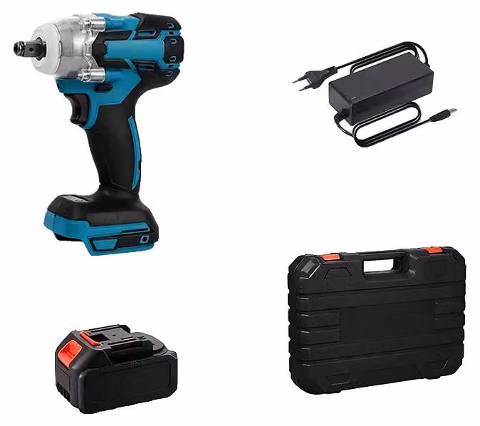 Chiave a impatto elettrica, coppia di 350 N·m, motore brushless, 1 set di batterie, UE