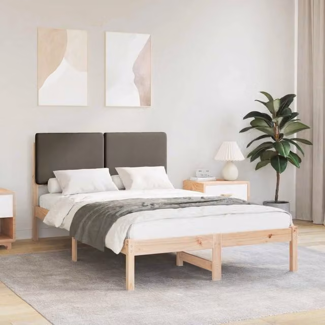 Letto matrimoniale | Letto per adulti | Letto con Testiera Rivestita Talpa 120 x 190 cm Pino massello