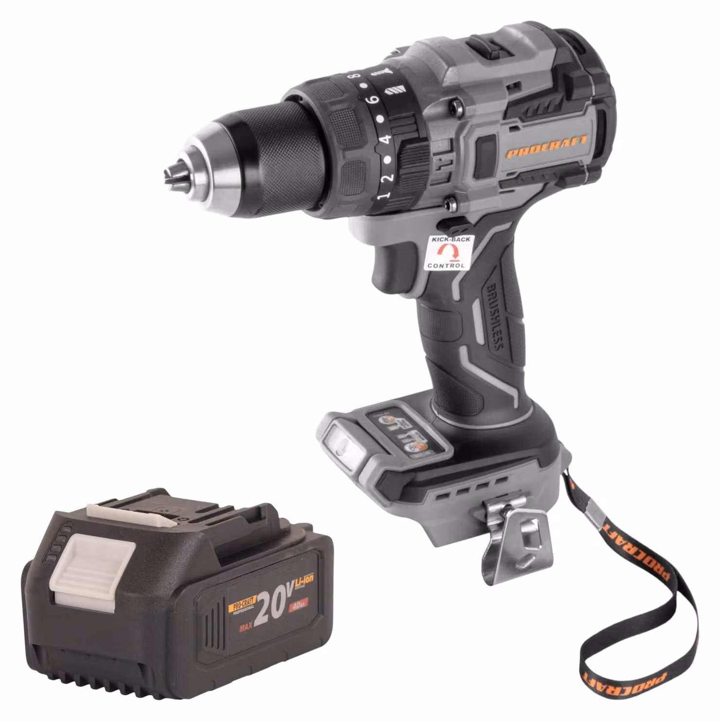 Avvitatore a percussione a batteria Procraft Industrial CD20B-BB 20 V 150 Nm Brushless + 1 batteria da 4,0 Ah - senza caricabatterie