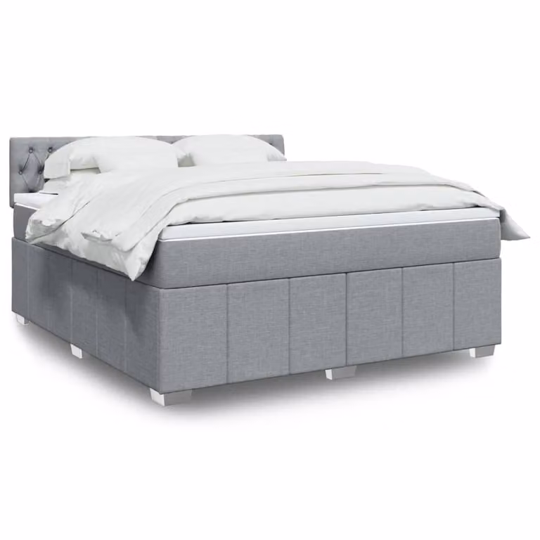 Giroletto a molle con materasso vidaXL in tessuto grigio chiaro e bianco, L 180 cm x P 200 cm