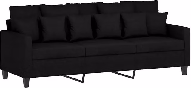Divano | Divano da soggiorno | Sofa a 3 Posti Nero 180 cm in Tessuto