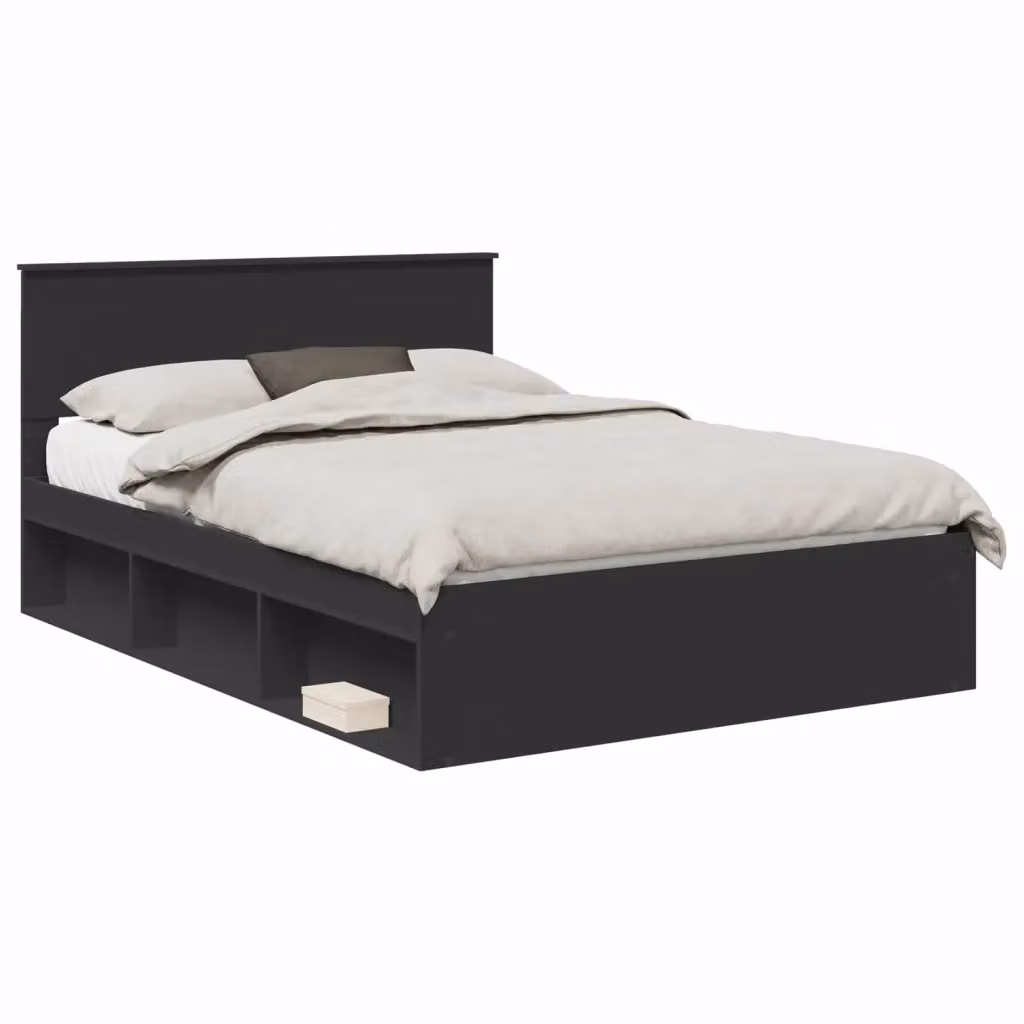 Struttura letto moderno vidaXL in legno ingegnerizzato nero L/P/H: 160 x 200 x 90 cm – 2