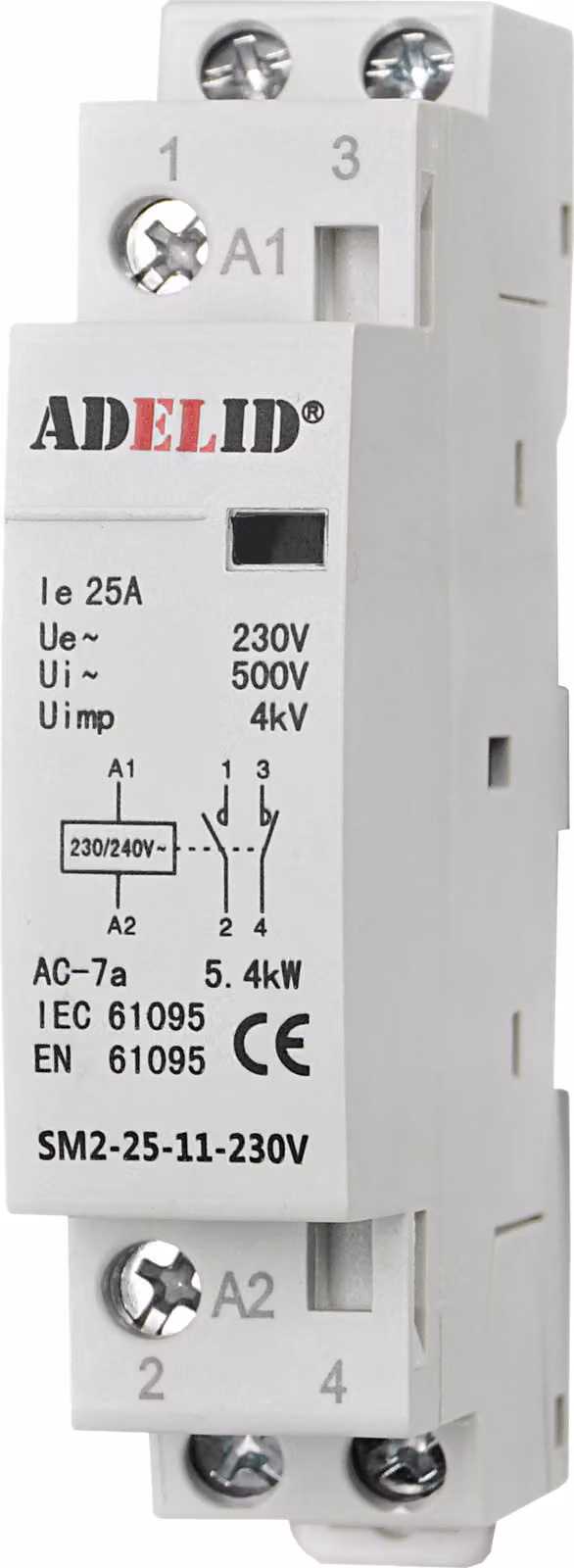 Relè di commutazione, interruttore magnetotermico, contattore di installazione 25 A, 1x NC, 1x NO (contatto di chiusura, contatto di apertura), bobina 230 V CA