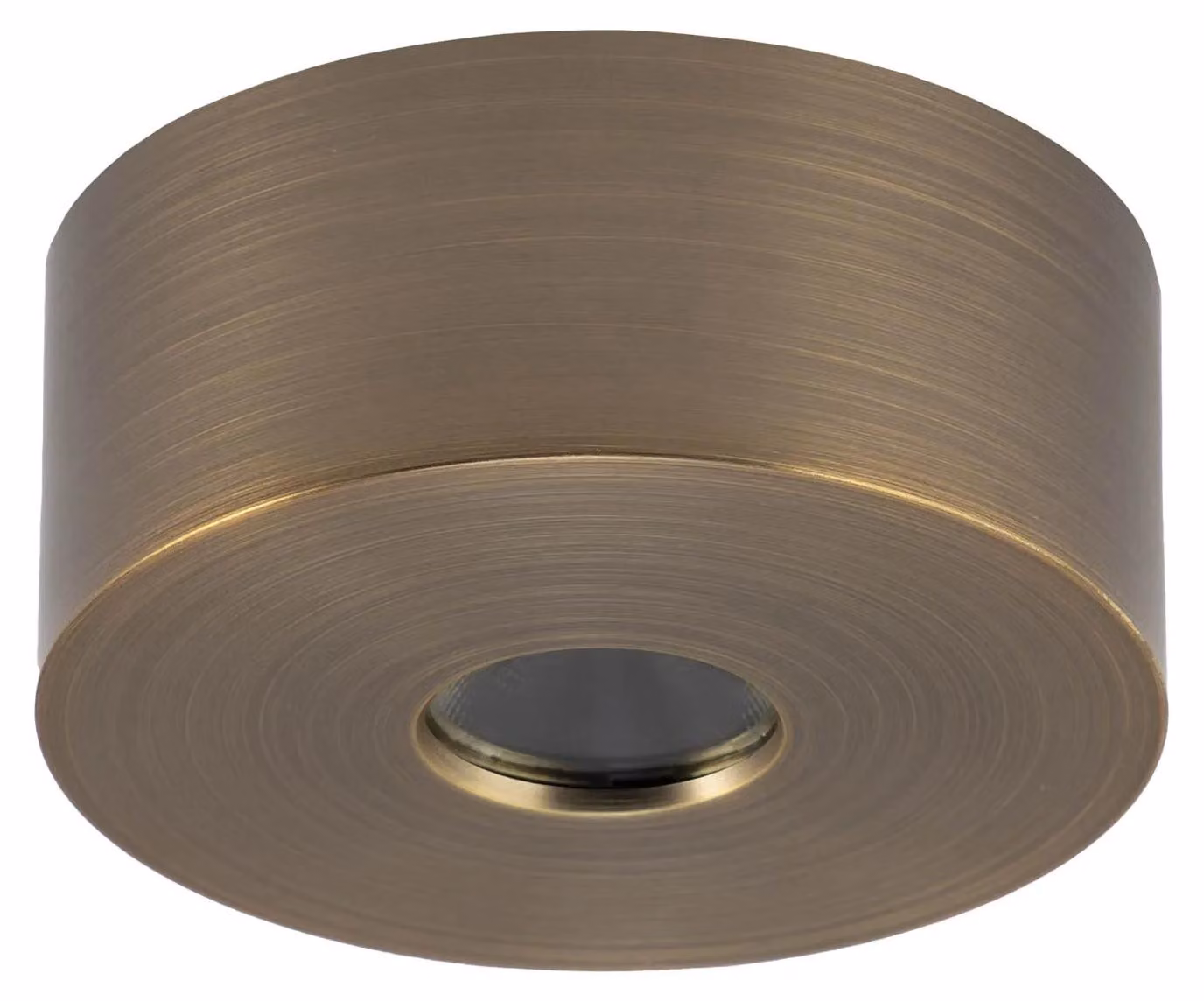 XNIA, plafoniera a incasso. Diametro 80 mm, altezza 35 mm, 8W, 220-240V AC, indice di resa cromatica (CRI) 90, angolo di illuminazione 24 gradi, grado di protezione IP40, finitura bronzo anticato, temperatura di colore 2700K