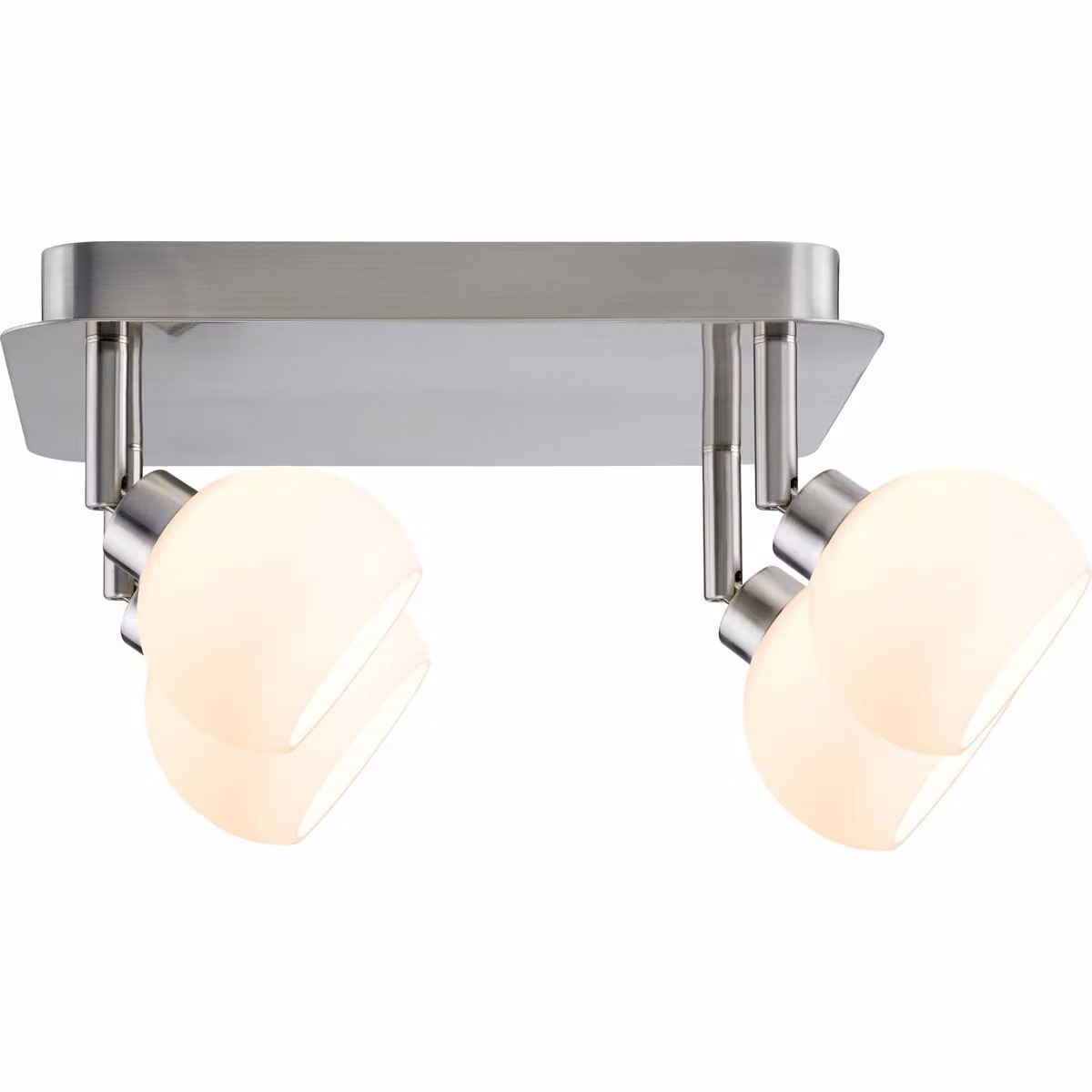 Paulmann Faretti Wolbi LED, modello Rondell, 4x3W, attacco GZ10, 230V, finitura in metallo spazzolato/bianco, materiali: metallo/vetro