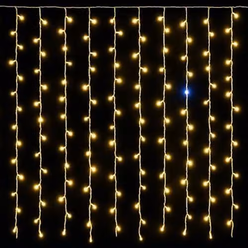 Tenda luminosa a LED, 5 metri, 200 LED, colore giallo, grado di protezione IP65, espandibile