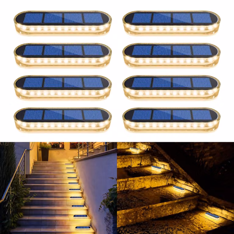Lampade solari da esterno, confezione da 8 pezzi, luce bianco caldo, 2700 K, grado di protezione IP68 (impermeabili), tecnologia LED