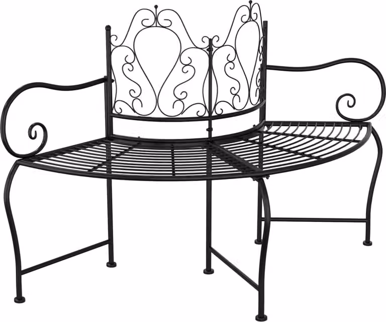 Panchina per Albero 150 cm Nera in Acciaio