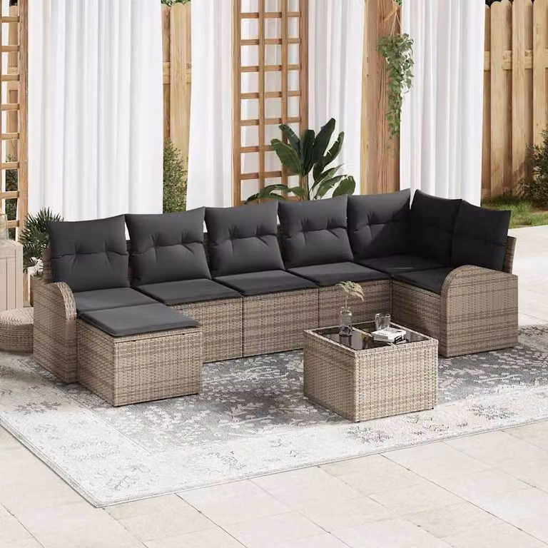 Maison Exclusive - Set di divani da esterno, 8 pezzi, grigio, in rattan sintetico