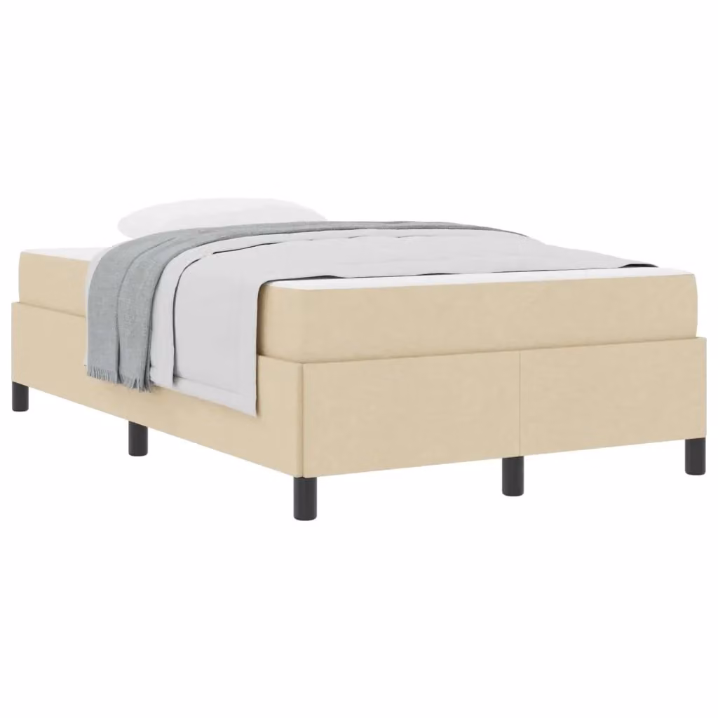 Letto a molle vidaXL in tessuto beige con struttura in legno e metallo L/P: 120 x 200 cm – 2