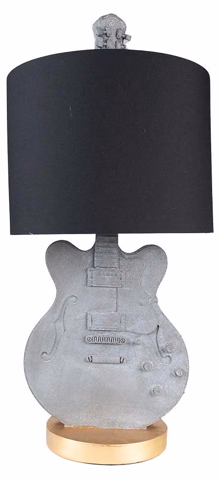 Clayre & Eef Lampada da tavolo Chitarra Ø 30x68 cm Plastica grigia