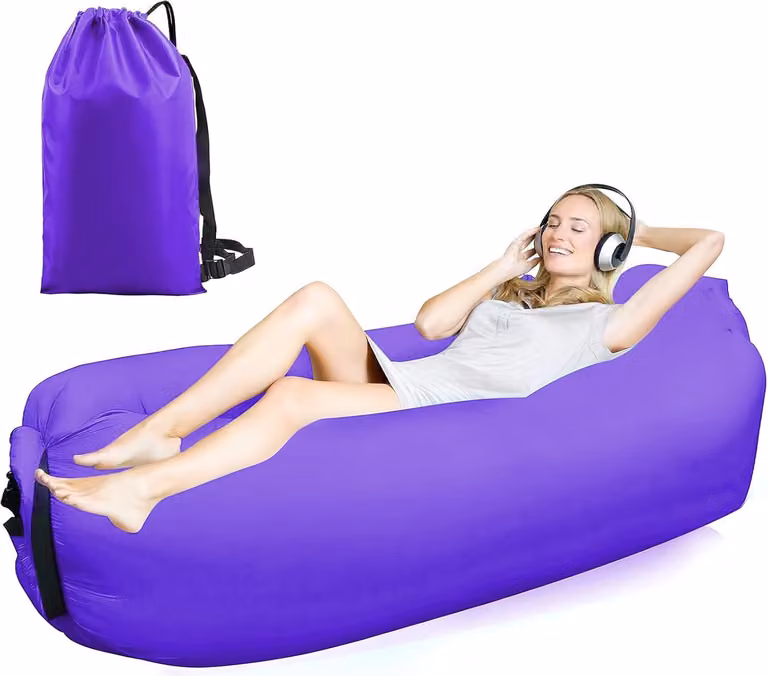 Letto gonfiabile, dimensioni 200 x 70 cm, color lilla, ideale per campeggio e piscina