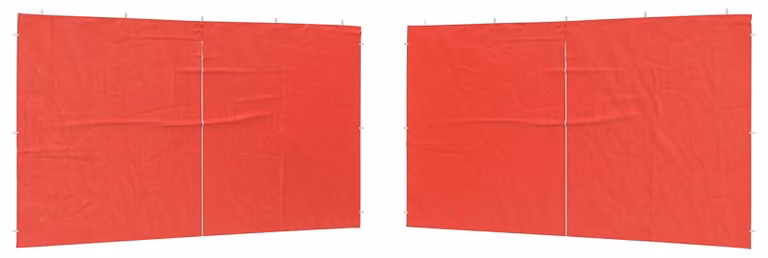 Parete per tenda da festa 2 pcs Rosso 400 x 195 cm PE e Acciaio