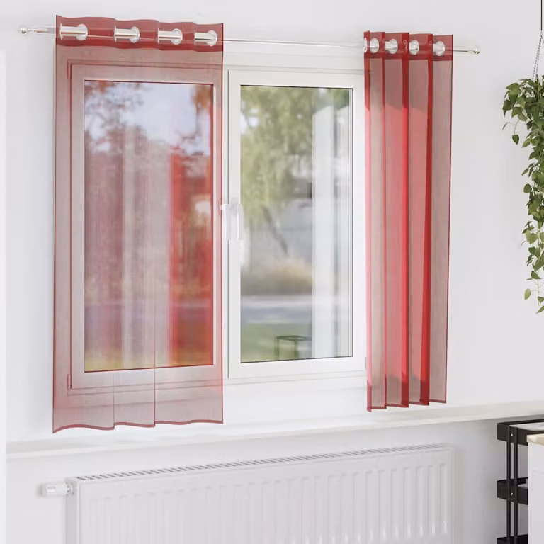 Set di 2 tende semitrasparenti in voile vidaXL con occhielli, colore rosso, H: 175 cm, L: 140 cm
