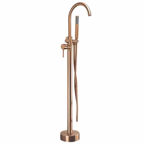 Rea - Rubinetto per vasca da bagno Lungo in rame spazzolato - 26 x 20,5 x 110,5 cm