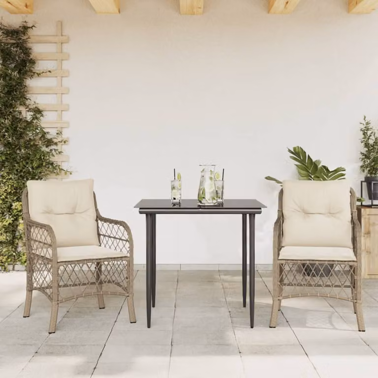 Maison Exclusive - Set da Bistrò 3 pz con Cuscini Beige in Polyrattan