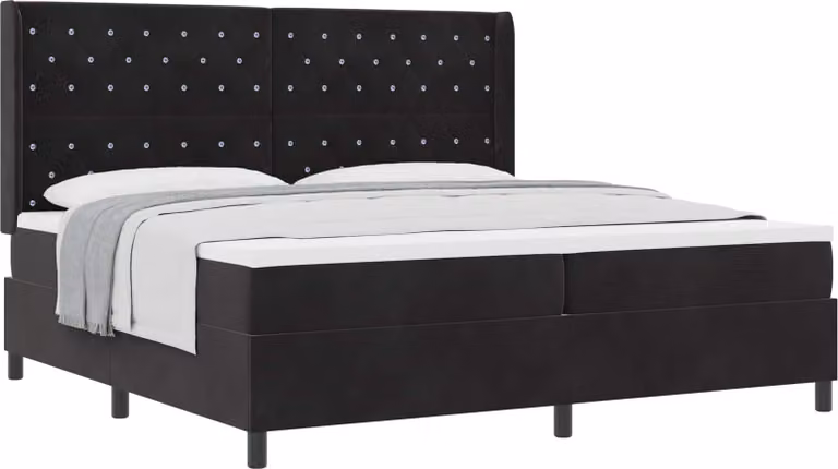 Letto a molle con materasso nero 200 x 200 cm in velluto
