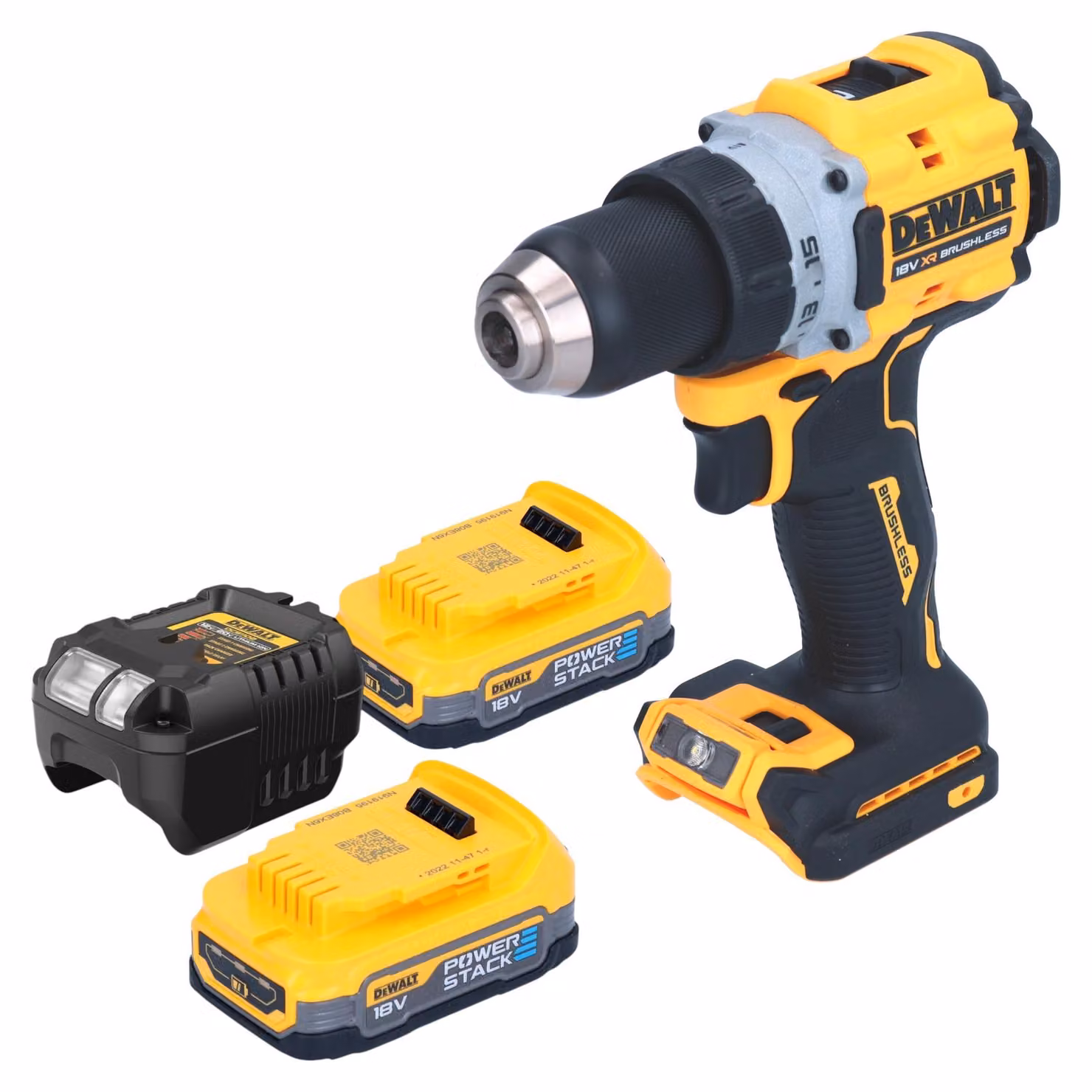 Trapano avvitatore a batteria DeWalt DCD 800 E2 18 V 90 Nm senza spazzole + 2x batteria Powerstack 1,7 Ah + caricatore