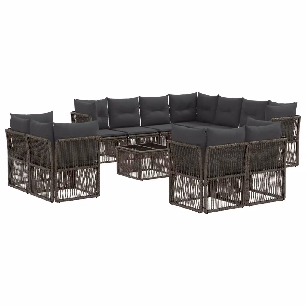 Set Divano da Giardino a L con Tavolino vidaXL, 12 Pezzi, Grigio, in Polyrattan e Metallo con Cuscini Imbottiti e Rivestimenti Rimovibili – 2