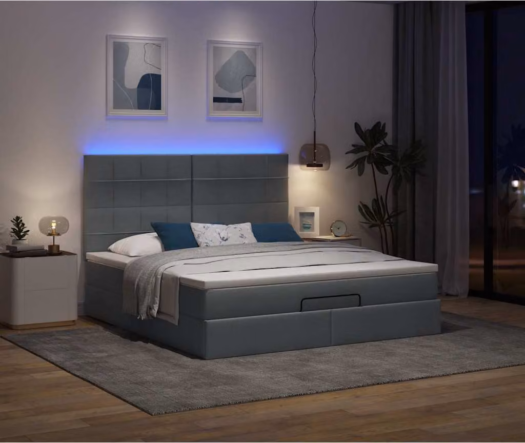 Struttura Letto Pouf con Materasso 180x200 cm in Tessuto
