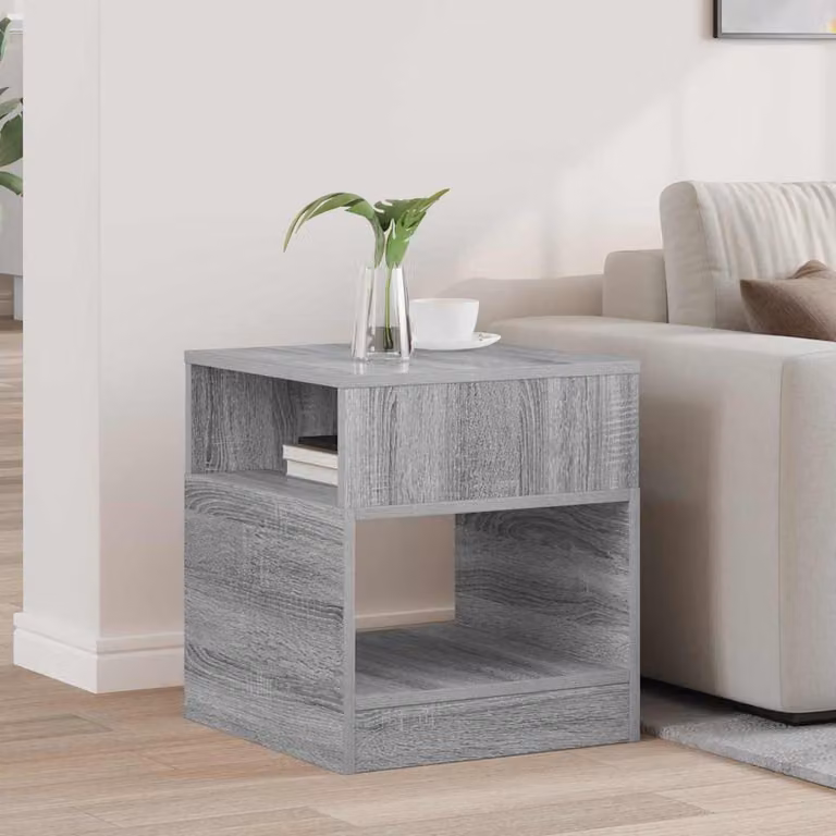 vidaXL Tavolino moderno in legno ingegnerizzato grigio L/P/H: 40,5 x 40 x 45 cm