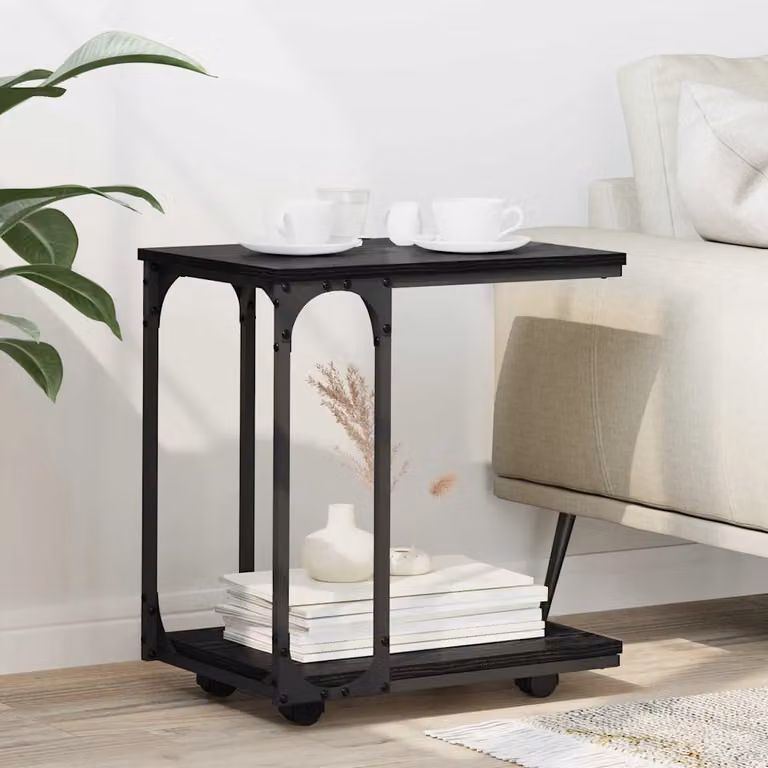 vidaXL Tavolo laterale rettangolare in stile rustico nero L 50 cm, P 35 cm, H 55.5 cm