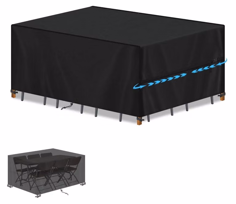 Copertura per mobili da giardino, dimensioni 150x90x90 cm, impermeabile, resistente ai raggi UV, realizzata in tessuto Oxford 420D, resistente al vento