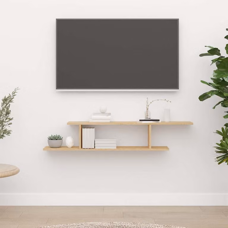 Scaffale TV da parete vidaXL in legno Rovere Sonoma, L 125 x P 23 x H 18 cm