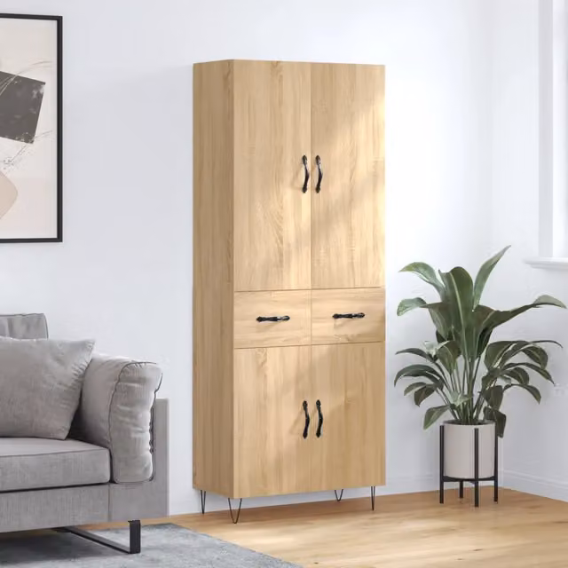 Credenza-Buffet-Armadio da cucina Rovere Sonoma 69,5x34x180 cm in Legno Multistrato 182656