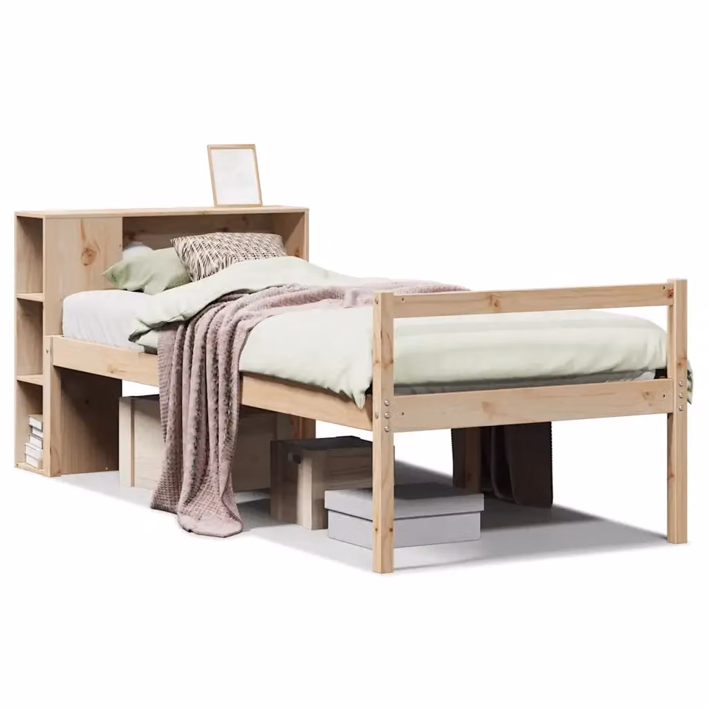Giroletto con Libreria vidaXL in Legno di Pino Naturale con Ripiani Laterali L/P/H: 190 x 75 x 82 cm – 2