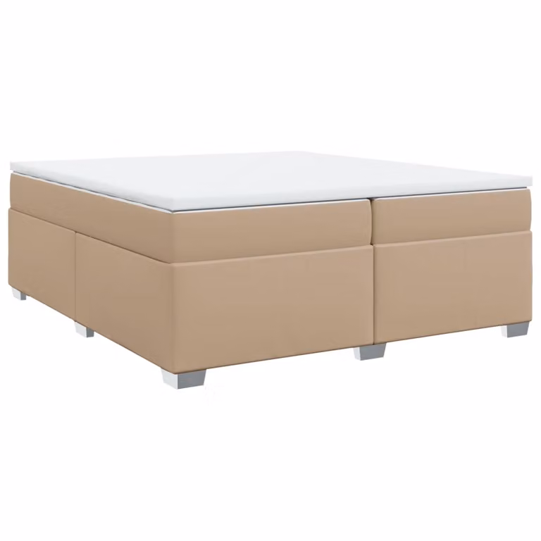 Giroletto a Molle con Materasso Cappuccino 200x200cm Pelle finta