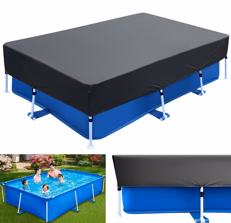 Telo copripiscina rettangolare - 2 x 3 metri - Tessuto Oxford - Nero