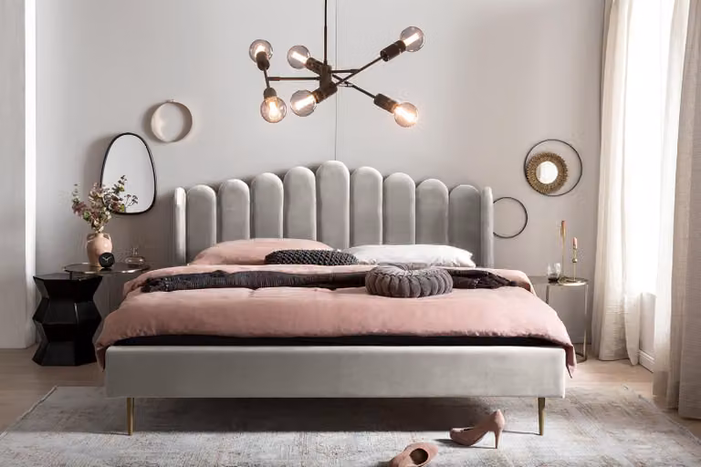 Letto a conchiglia in velluto 180x200 cm