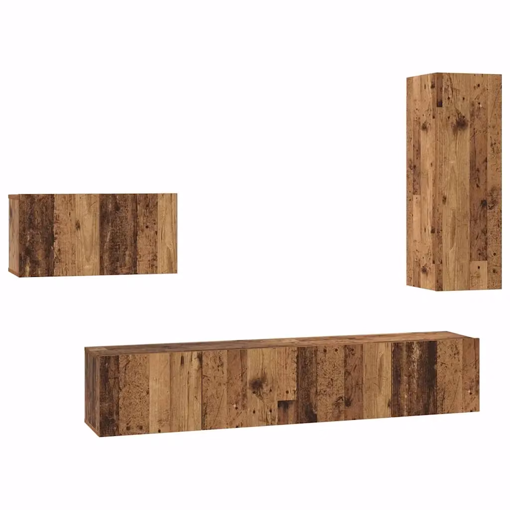 Set mobile TV moderno vidaXL in legno color marrone, 4 pezzi, da appendere alla parete – 2