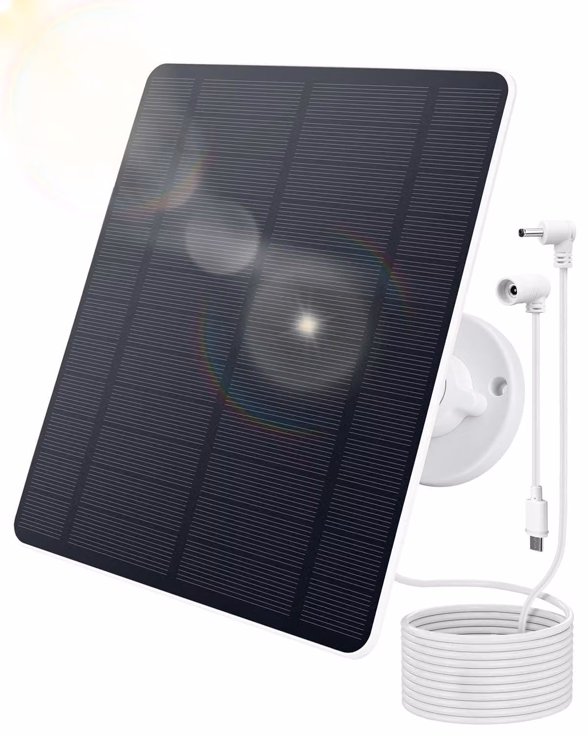 Pannello solare 5W per telecamere Ring, grado di protezione IP65, supporto a 360°, colore bianco