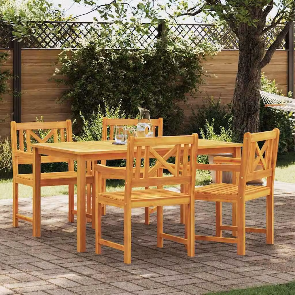 Maison Exclusive - Set da pranzo per esterno, 5 pezzi, legno massello di acacia, color marrone