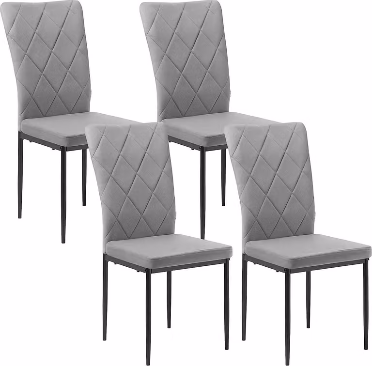 Set di 4 sedie da pranzo WOLTU, sedia in velluto con schienale e gambe in metallo, grigio scuro