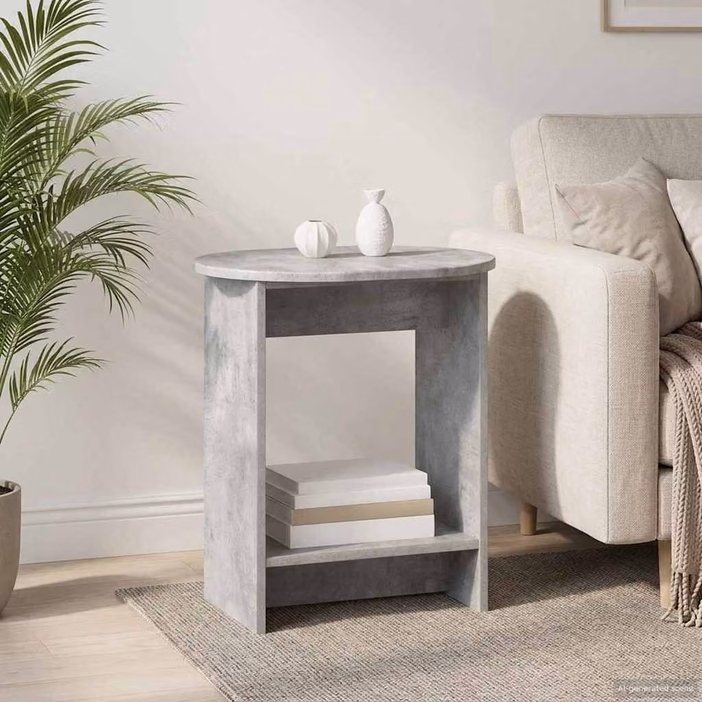 vidaXL Tavolo laterale rettangolare in MDF Grigio, L 50 x P 39,5 x H 55 cm