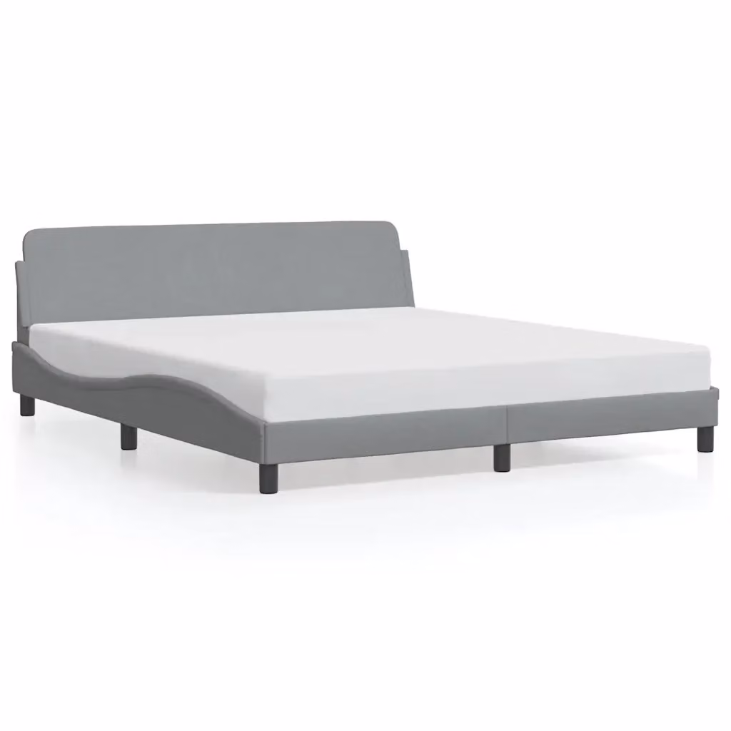 Letto matrimoniale moderno vidaXL in tessuto grigio con struttura in legno e metallo L/P/H: 180 x 200 x 185 cm – 2