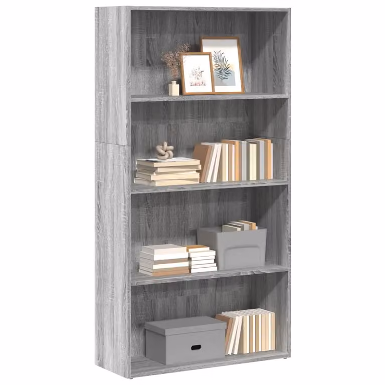 Libreria moderna vidaXL in legno e MDF Grigio, da appendere al muro, L 80 cm x P 30 cm x H 152 cm