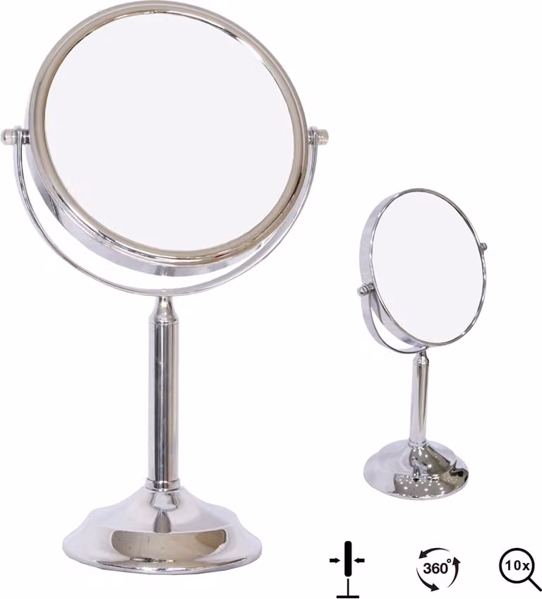 Specchio cosmetico con ingrandimento 10x, specchio da terra 16 cm, ruotabile a 360°